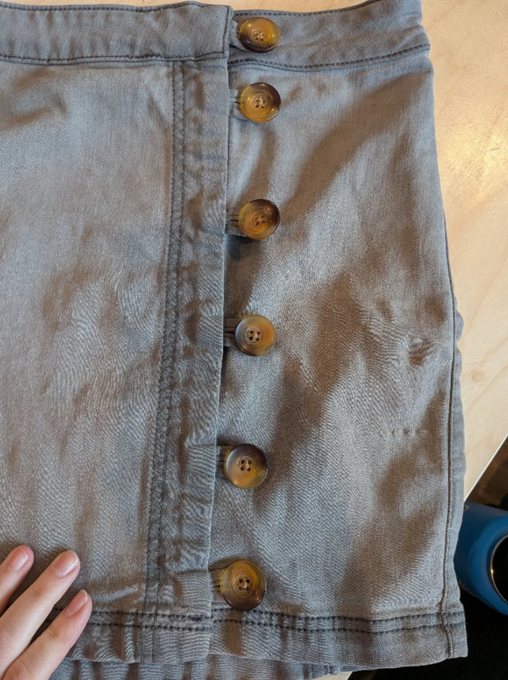 Free People We The Free Button Front Mini Skirt Olive Gray Stretch Size M